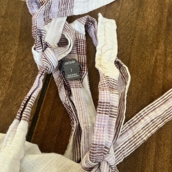 Aerie purple plaid overalls small - Picture 3 of 4